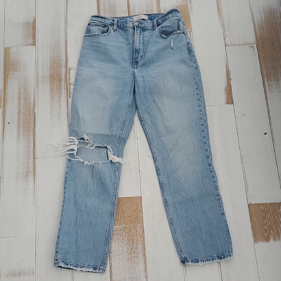Abercrombie & Fitch Denim - Abercrombie & Fitch Light Blue Ripped Straight Leg Jeans